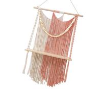 alloneslife Macrames Mensola da parete in cotone decorativo con perline per soggiorno, camera da letto o studio, 40 x 65 cm