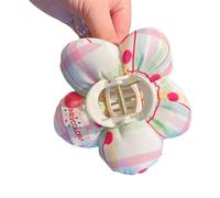 alloneslife Molletta per capelli in stile giapponese, imbottita, a forma di fiore, per donne e ragazze, forte tenuta, accessori in tessuto, pinza per capelli fine (verde)