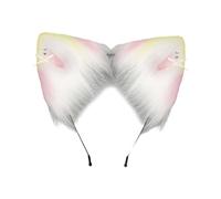 alloneslife Morbido accessorio per capelli con micio uditivo, accessorio per capelli in morbido peluche, per donne, ragazze e bambini, per feste di tutti i giorni (rosa giallo)