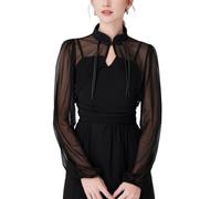 alloneslife Morbido collo a scialle a maniche lunghe per donne canotta abito slip scialle staccabile per abiti slip vintage staccabile, Nero , Taglia unica