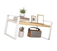 alloneslife Organizer salvaspazio da scrivania in ferro e legno, adatto per casa, ufficio, dormitorio, mantiene libri e forniture ordinati