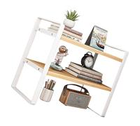 alloneslife Organizer salvaspazio da scrivania in ferro e legno, adatto per casa, ufficio, dormitorio, mantiene libri e forniture ordinati