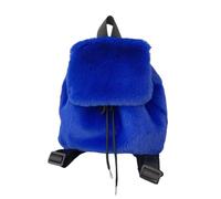 alloneslife Piccolo zaino peloso con chiusure a coulisse con patta copre borsa a tracolla alla moda invernale in peluche borsa da scuola per donna zaino casual da donna, Blu