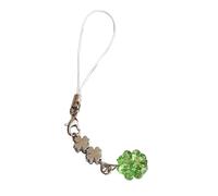 alloneslife Portachiavi in acrilico robusto e lega per cellulari e borse, con ciondolo a forma di quadrifoglio, lunghezza regolabile, colore: verde