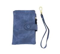 alloneslife Portafoglio corto da donna con stampa floreale in pelle PU tripla piega portafoglio porta carte di credito borsa per mamma, compleanno, Natale, Azzurro, 13.5*9.5*3.5cm