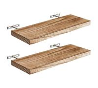 alloneslife Set di 2 mensole in legno di Paulownia contemporanee, montaggio a parete, mensola sospesa, facile da usare, decorazione per camera da letto e cucina