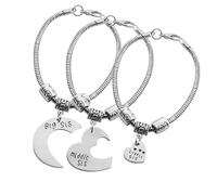 alloneslife Set di 3 braccialetti dell'amicizia a forma di cuore per celebrare la sorella, regolabile, gioielli Kirsite, regalo ideale per tre pezzi