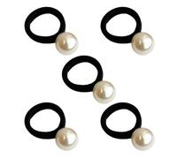 alloneslife Set di 5 elastici per capelli con perle artificiali, per donne e ragazze, antiscivolo, per uso quotidiano (una grande perla)
