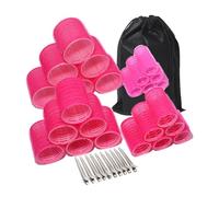 alloneslife Set di 6 bigodini per capelli con clip in metallo, per acconciature da lunghe a corte e saloni di parrucchiere ed eventi formali (rosso rosa, 6 set di tamburi ricci)