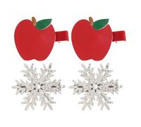 alloneslife Set di fermagli per capelli natalizi con fiocchi di neve e frutta, forcine rosse per donne e ragazze, accessori per feste
