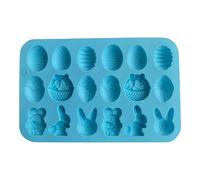 alloneslife Stampo in silicone per cioccolatini, 18 cavità, coniglietti pasquali, uova, cioccolato, per uso alimentare, design facile da rilasciare, colore blu