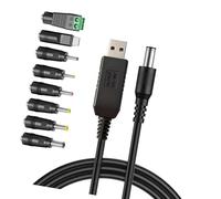 alloneslife Universals USB a DC 5.5mm 5V/9V/12V Step Up Convertitori Set con 8 Adattatori per Router Fotocamera LED Alimentatore Display Digitale Caricabatterie
