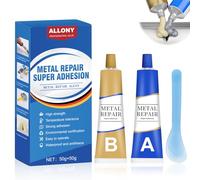 Allony Bicomponente per Metalli, Stucco Metallico, Metallo Liquido, Resistenza Alle alte Temperature, Adatto per la Riparazione di Acciaio Inossidabile, Alluminio e Altri Adesivi per Saldatura - 100g