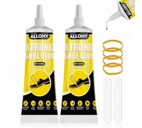 Allony Colla per Scarpe, Colla Suola Scarpes con 4 Elastici, 2 Dischi Lucidanti, Collaa per Calzolaio, Adatto per Scarp in Pelle, Scarpes Sportive, Scarpe Casual, Trasparente e Impermeabile, 50ml*2
