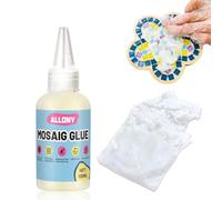 ALLONY Mosaico Piastrelle, Colla per Vetro, Tessere Mosaico, Collante Trasparente per Mosaico, Colla per Mosaico Vetro, Pasta Sigillante per Mosaico, DIY Craft per Pietra/Ceramica (100g+100ml)