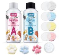 Allony Taba Squishy Kit, Zampa Squishy, Antistress Squishy, Include 100 ml Gomma Siliconica per Stampi, 1 Zampa di Gatto Stampo in Silicone, 4 Colori Floccaggio, Creare Regali Fai da Te
