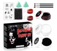Allony Trucco Halloween, Kit Trucco Halloween, Trucco e Effetti Speciali per Halloween, Trucco Halloween Bianco e Nero, Nero/Bianco/Rosso/Sangue Finto Gel e Attrezzo, Adatto a Tutti I Tipi di Cosplay