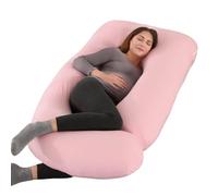 ALLOPERA, cuscino gravidanza 145 cm - Supporto per gambe, schiena, collo, spalle, fianchi e pancia per donne incinte, con federa removibile e lavabile in cotone jersey (rosa)