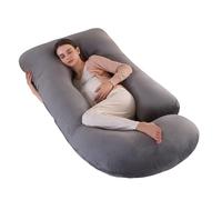 ALLOPERA, cuscino gravidanza 145 cm - Supporto per gambe, schiena, collo, spalle, fianchi e pancia per donne incinte, con federa removibile e lavabile in velluto (grigio scuro)