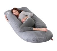 Allopera Cuscino per gravidanza, 145 cm, con fodera rimovibile e lavabile, supporto per il sonno per gambe, schiena, collo, spalle, fianchi, pancia, per donne incinte, 100% cotone