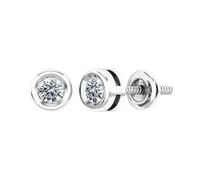 ALLORYA Orecchini da donna in argento Sterling 925 con diamante solitario bianco coltivato in laboratorio rotondo da 0,25 carati, Argento sterling Diamante bianco coltivato in laboratorio Argento