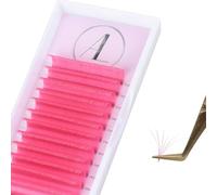 ALLOVE Extension per ciglia colorate Super Easy Fan Pink Volume Lash Extension 0,07 mm C Curl 12-15 mm Guscio Misto Ciglia Colorate Volume Ciglia Estensione Ciglia Automatiche