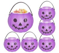 Alloween Bucket - 6 pezzi Pumpkin Basket, Halloween Pumpkin Bucket, Trick Or Treat Buckets Decorative Storage Jars for Kids Events Gathering Night Time Neighborhood School Daycare Centers Fall