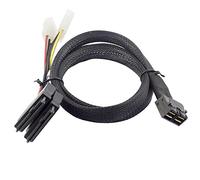 Allowish 2 Ports Mini SAS SFF-8643 4I to 2 Ports SAS SFF-8639 with Power Server Adapter Cable (0.5m,Black)