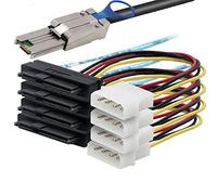 Allowish Mini SAS HD SFF-8088 26P to 4 Ports SAS SFF-8482 Server Adapter Cable with Power (3m,Black)
