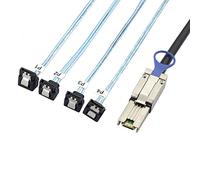 Allowish Mini SAS HD SFF-8088 26P to 4 Ports SATA 7P 90 Degree Server Hard Disk Cable (3m,Black)
