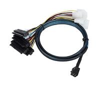 Allowish Mini SAS HD SFF-8643 to 4 Ports SAS SFF-8482 with Power Server Connection Cable (1m,Black)