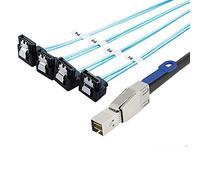 Allowish Mini SAS HD SFF-8644 with IC to 4 Ports SATA 7P Female Adapter Cable for Server (2m,Black)