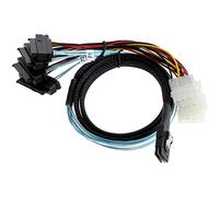 Allowish Mini SAS SFF-8087 to 4 Ports Mini SAS SFF-8482 Server Adapter Cable with Power (0.5m,Black)