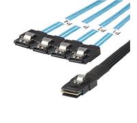 Allowish Mini SAS SFF-8087 to 4 Ports SATA 7P Female Server Connection Cable (0.5m,Black)