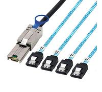 Allowish Mini SAS SFF-8088 26P to 4 Port SATA 7P Female Server Hard Disk Connection Cable (3m,Black)