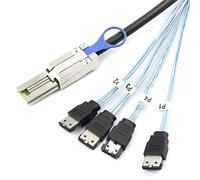 Allowish Mini SAS SFF-8088 26P to 4 Ports E-SATA 7P Female Server Hard Drive Connection Cable (3m,Black)