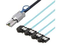 Allowish Mini SAS SFF-8088 to 4 Ports SATA 7P Female Connection Cable for Server (1m,Black)