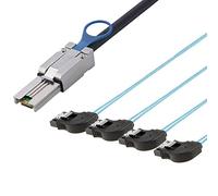 Allowish Mini SAS SFF-8088 to 4 Ports SATA 7P Female Server Hard Disk Connection Cable (0.5m,Black)