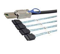 Allowish Mini SAS SFF-8088 to 4 Ports SATA 7P Mother Server Hard Disk Adapter Cable (0.5m,Black)