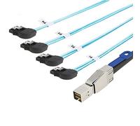 Allowish Mini SAS SFF-8644 with IC to 4 Ports SATA 7P Female Adapter Cable (3m,Black)