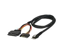 Allowish Mini Slim Line SAS SFF-8654 4I 38P To SAS 8639 U.2 Adapter Cable with SATA15P (0.5m,Black)