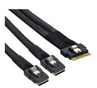 Allowish PCI-E Ultraport Slim SAS4.0 SFF-8654 8i 74pin to Dual SFF-8643 4i Mini SAS Cable (1m)