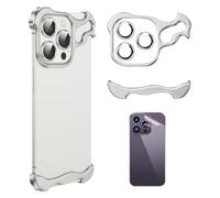 Alloy Armor Premium Case Frameless per iPhone 12 13 14 15 Pro Max con Pellicola Protettiva (Per iPhone16Pro, Argento)
