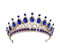 Alloy & Diamond Princess - Elegant Crown For Bridal & Performance(Gold sapphire blue)