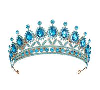 Alloy & Diamond Princess - Elegant Crown For Bridal & Performance(Golden lake blue)