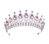 Alloy & Diamond Princess - Elegant Crown For Bridal & Performance(Silver purple)