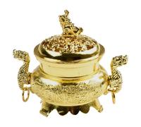 Alloy Incense Burner Double Dragon Style Hollow Cap Censer Cone Holder Decor