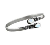Alloy Inlaid Green Bracelet European And American Fashion Retro Polished Bracelet For Women Bracciali E Lei (Silver, One Size)