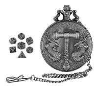 Alloy Pocket Watch Dice Set, Dragon Metal Polyhedral, Vintage Pocket Watch Shell Cases, Gothic Role-Playing Board Game Accessories for Adults and Kids