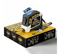 Alloyman Nastro di misurazione digitale 2 in 1, 5 m, 50 memorie, 6 unità, 4 modalità di misurazione, blocco automatico, gancio magnetico regolabile, impermeabile, antiurto e sincronizzazione con